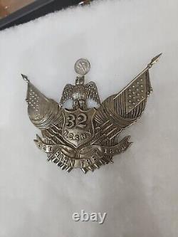 Rare Civil War Silver NG Helmet Plate 32nd New York