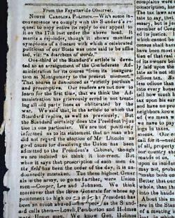 Rare Confederate Civil War Winston NC North Carolina 1863 Southern old Newspaper