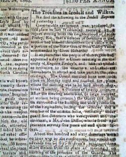 Rare Confederate Civil War Winston NC North Carolina 1863 Southern old Newspaper