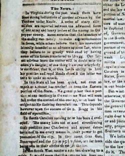 Rare Confederate Civil War Winston NC North Carolina 1863 Southern old Newspaper