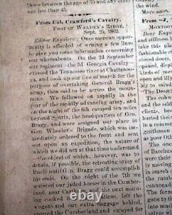 Rare Confederate Columbus GA Muscogee County Georgia 1862 Civil War Newspaper