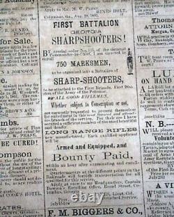 Rare Confederate Columbus GA Muscogee County Georgia 1862 Civil War Newspaper