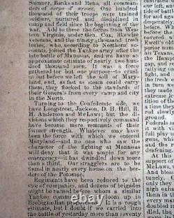 Rare Confederate Columbus Georgia Battle of Antietam 1862 Civil War Newspaper