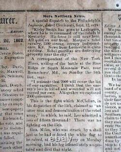 Rare Confederate Columbus Georgia Battle of Antietam 1862 Civil War Newspaper