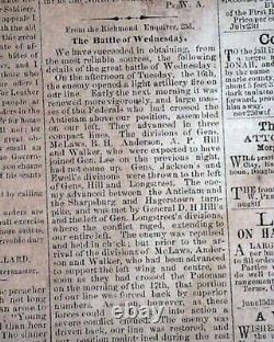 Rare Confederate Columbus Georgia Battle of Antietam 1862 Civil War Newspaper
