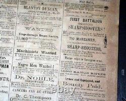Rare Confederate Columbus Georgia Battle of Antietam 1862 Civil War Newspaper