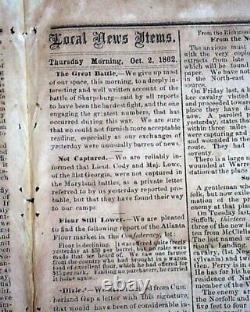 Rare Confederate Columbus Georgia Battle of Antietam 1862 Civil War Newspaper