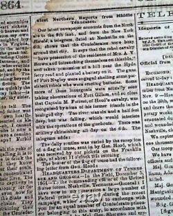 Rare Confederate Memphis Tennessee Montgomery Alabama Civil War 1864 Newspaper