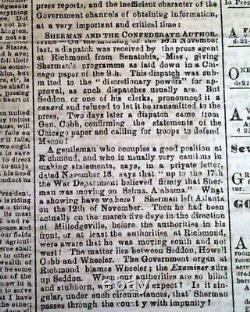 Rare Confederate Memphis Tennessee Montgomery Alabama Civil War 1864 Newspaper