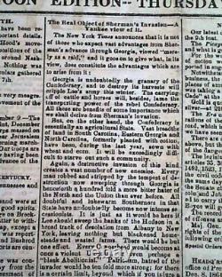 Rare Confederate Memphis Tennessee Montgomery Alabama Civil War 1864 Newspaper