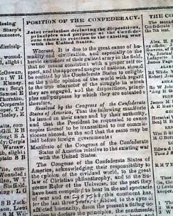 Rare Confederate Memphis Tennessee Montgomery Alabama Civil War 1864 Newspaper