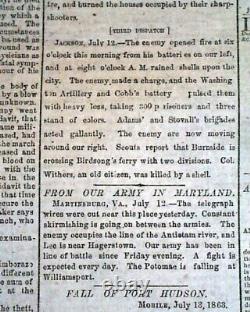 Rare Confederate Post Battle of Gettysburg & More 1863 Civil War South Newspaper