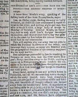 Rare Confederate Post Battle of Gettysburg & More 1863 Civil War South Newspaper