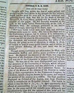 Rare General Cobb Confederate Illustrated Civil War Richmond VA 1863 Newspaper