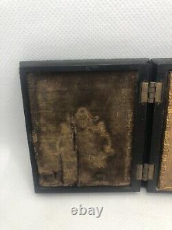 Rare! Mourning Civil War Era Daguerreotype in Genuine Union Case Locks Of Hair