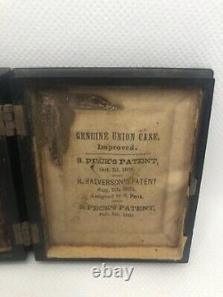 Rare! Mourning Civil War Era Daguerreotype in Genuine Union Case Locks Of Hair