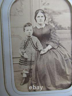 Rare NAMED Antique VICTORIAN CdeV Photo Album, Tintypes Women Children, 2/3 Full