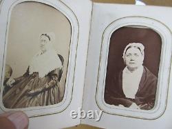 Rare NAMED Antique VICTORIAN CdeV Photo Album, Tintypes Women Children, 2/3 Full