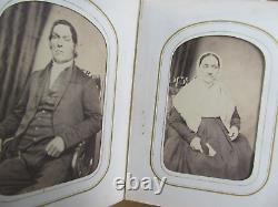 Rare NAMED Antique VICTORIAN CdeV Photo Album, Tintypes Women Children, 2/3 Full