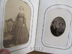 Rare NAMED Antique VICTORIAN CdeV Photo Album, Tintypes Women Children, 2/3 Full