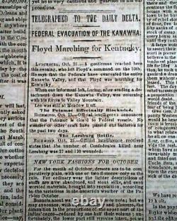 Rare NEW ORLEANS LA Louisiana Deep South CONFEDERATE Civil War 1861 Newspaper