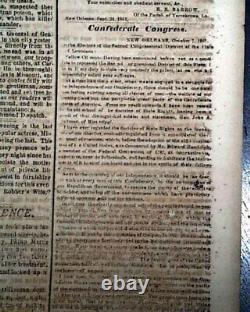 Rare NEW ORLEANS LA Louisiana Deep South CONFEDERATE Civil War 1861 Newspaper