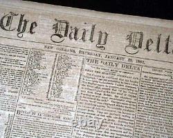 Rare NEW ORLEANS LA Louisiana Deep South CONFEDERATE Civil War 1862 Newspaper