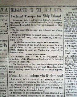 Rare NEW ORLEANS LA Louisiana Deep South CONFEDERATE Civil War 1862 Newspaper