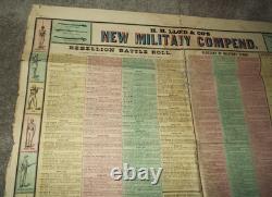 Rare Original H. H, Lloyd & Co's Broadside New Military Colored Compendium Read