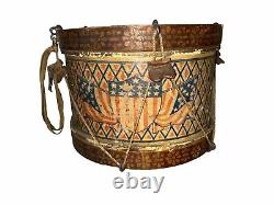 Rare Painted Civil War Era Drum AAFA PATRIOTIC Primitive