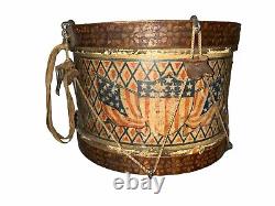 Rare Painted Civil War Era Drum AAFA PATRIOTIC Primitive