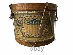 Rare Painted Civil War Era Drum AAFA PATRIOTIC Primitive