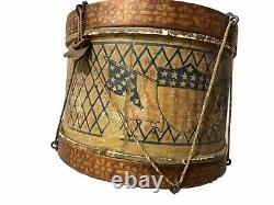 Rare Painted Civil War Era Drum AAFA PATRIOTIC Primitive