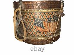 Rare Painted Civil War Era Drum AAFA PATRIOTIC Primitive