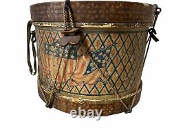 Rare Painted Civil War Era Drum AAFA PATRIOTIC Primitive