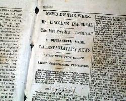 Rare Racist Pro White Supremacy with Abraham Lincoln Inauguration 1865 Newspaper