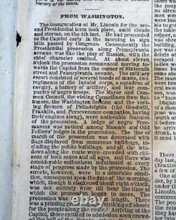 Rare Racist Pro White Supremacy with Abraham Lincoln Inauguration 1865 Newspaper