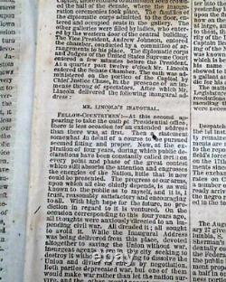 Rare Racist Pro White Supremacy with Abraham Lincoln Inauguration 1865 Newspaper