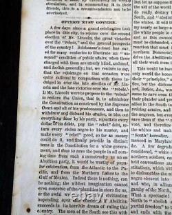 Rare Racist Pro White Supremacy with Abraham Lincoln Inauguration 1865 Newspaper