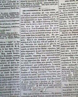 Rare Racist Pro White Supremacy with Abraham Lincoln Inauguration 1865 Newspaper