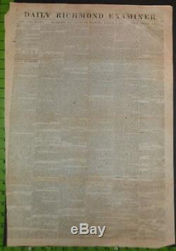 Rare Richmond VA Confederate States Civil War Newspaper Aug 1861 Slave Ads