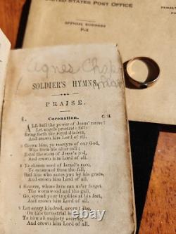 Rare-The Soldier's Hymn Book, Agnes Chapman Civil War Era WithGold B-Day Ring 1837