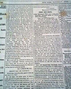 Robert E. Lee Quit Appomattox Courth House Signing EVE 1865 Civil War Newspaper