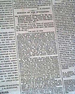 Robert E. Lee Quit Appomattox Courth House Signing EVE 1865 Civil War Newspaper