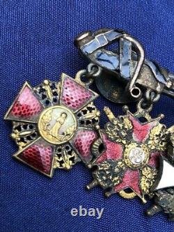 Russian Imperial Civil War Miniature dress mount of medals Order of St Anne etc
