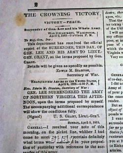 SURRENDER OF ROBERT E. LEE Appomattox Court House Sign 1865 Civil War Newspaper