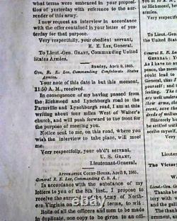 SURRENDER OF ROBERT E. LEE Appomattox Court House Sign 1865 Civil War Newspaper