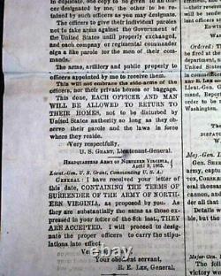 SURRENDER OF ROBERT E. LEE Appomattox Court House Sign 1865 Civil War Newspaper