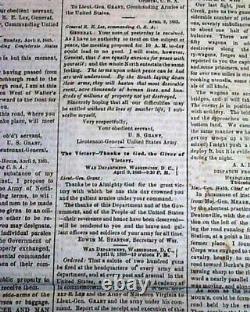 SURRENDER OF ROBERT E. LEE Appomattox Court House Sign 1865 Civil War Newspaper