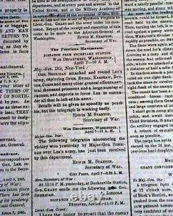 SURRENDER OF ROBERT E. LEE Appomattox Court House Sign 1865 Civil War Newspaper